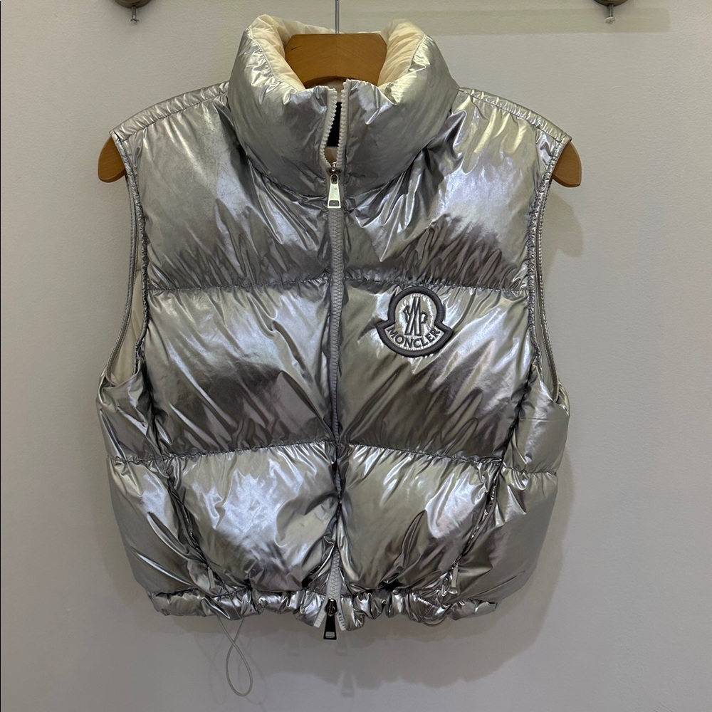 Moncler Metallic Silver Down Vest
